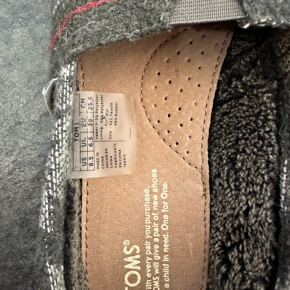 TOMS Gray and Red Patterned Slip-On Shoes - Picture 4 of 7